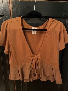 We The Free Tie-Front Ruffle Crop Top